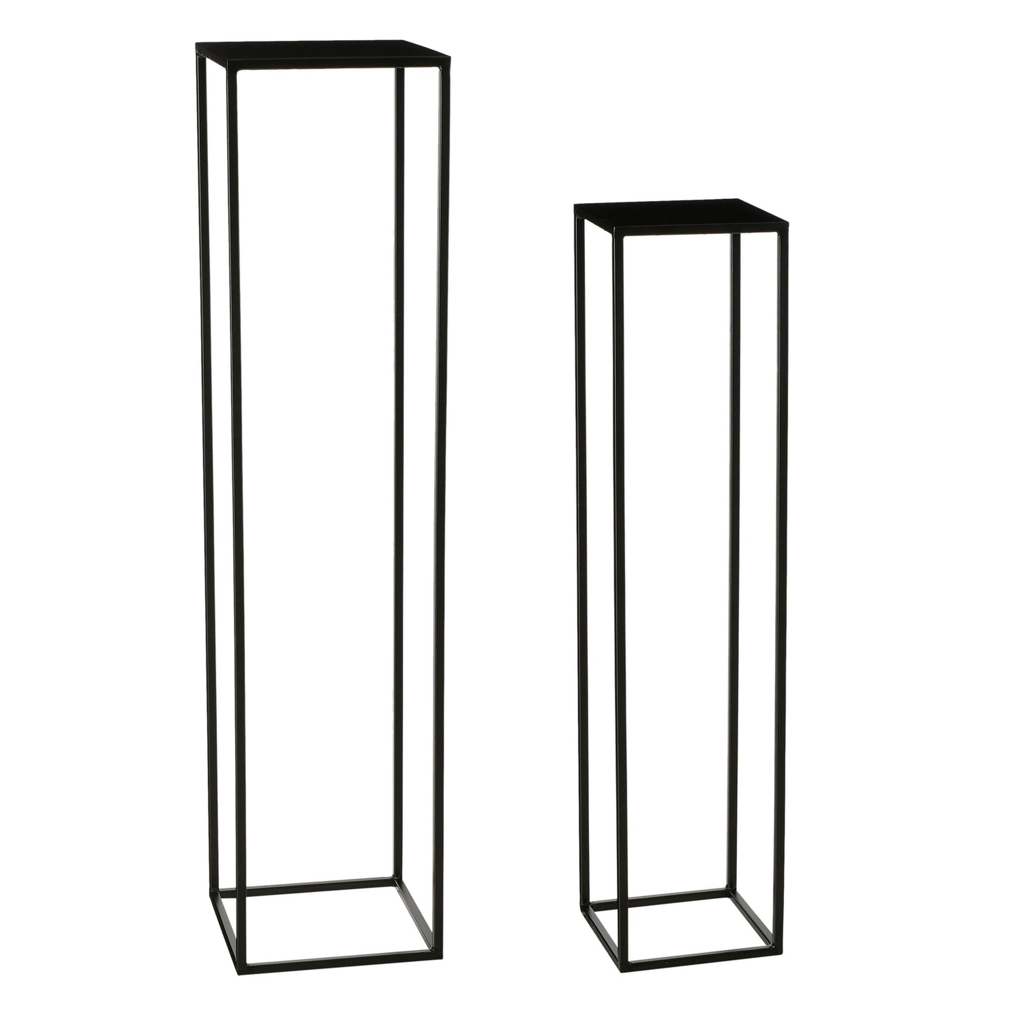 Mica Decorations Bijzettafel Goa - 28x28x120 cm - Ijzer - Zwart - Set van 2