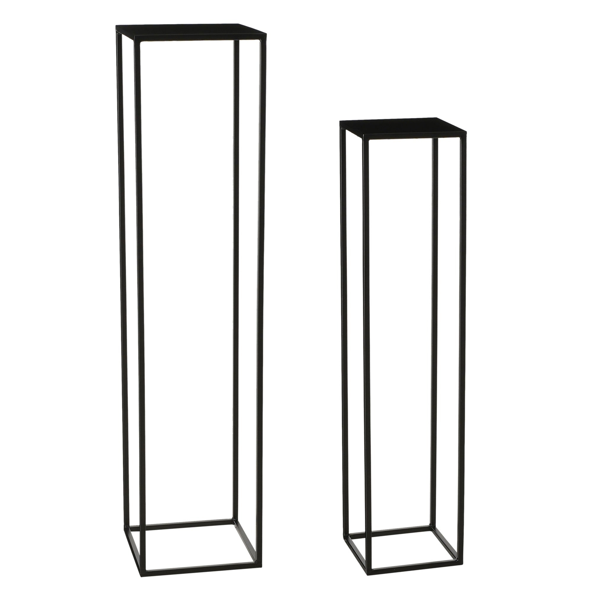 Mica Decorations Bijzettafel Goa - 28x28x120 cm - Ijzer - Zwart - Set van 2