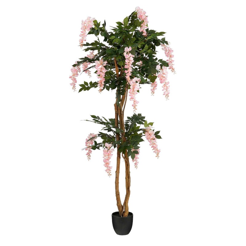 Mica Decorations Kunstbloem Wisteria - 60x60x180 cm - Polyester - Licht Roze