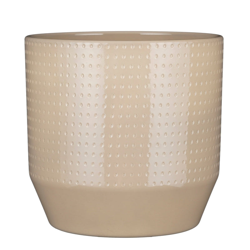 Mica Decorations Nola Bloempot - 27x27x25 cm - Keramiek - Beige