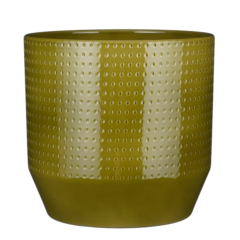 Mica Decorations Bloempot Nola - 27x27x25 cm - Keramiek - Groen