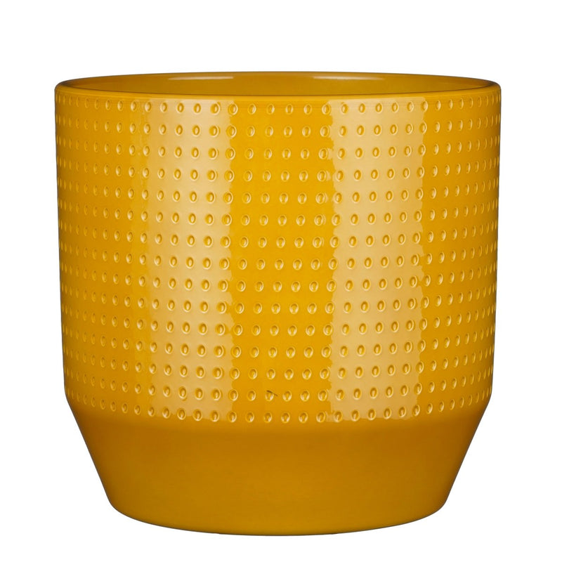Mica Decorations Nola Bloempot - 27x27x25 cm - Keramiek - Geel