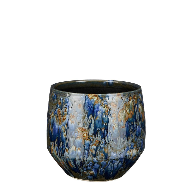 Mica Decorations Harris Bloempot - 20x20x18 cm - Keramiek - Blauw