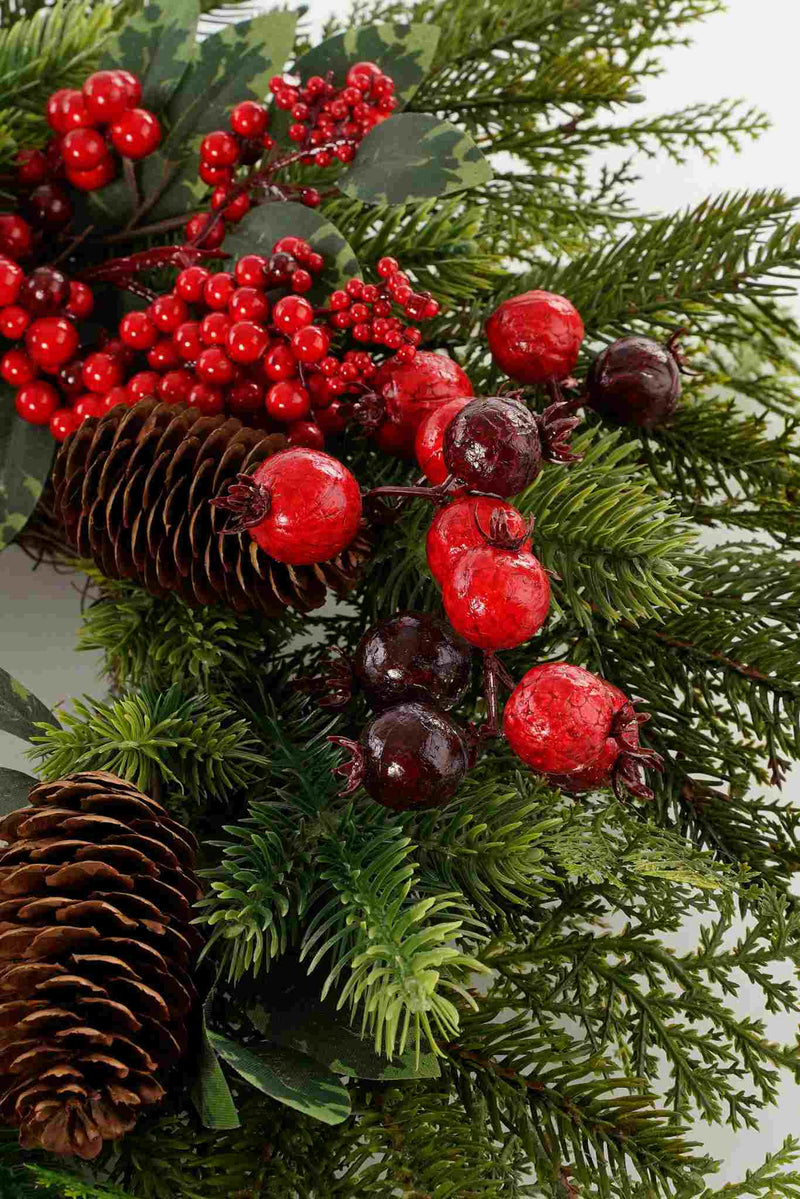 House of Seasons Kerstkrans Ribbon - 50x50x12 cm - Polyethyleen - Rood