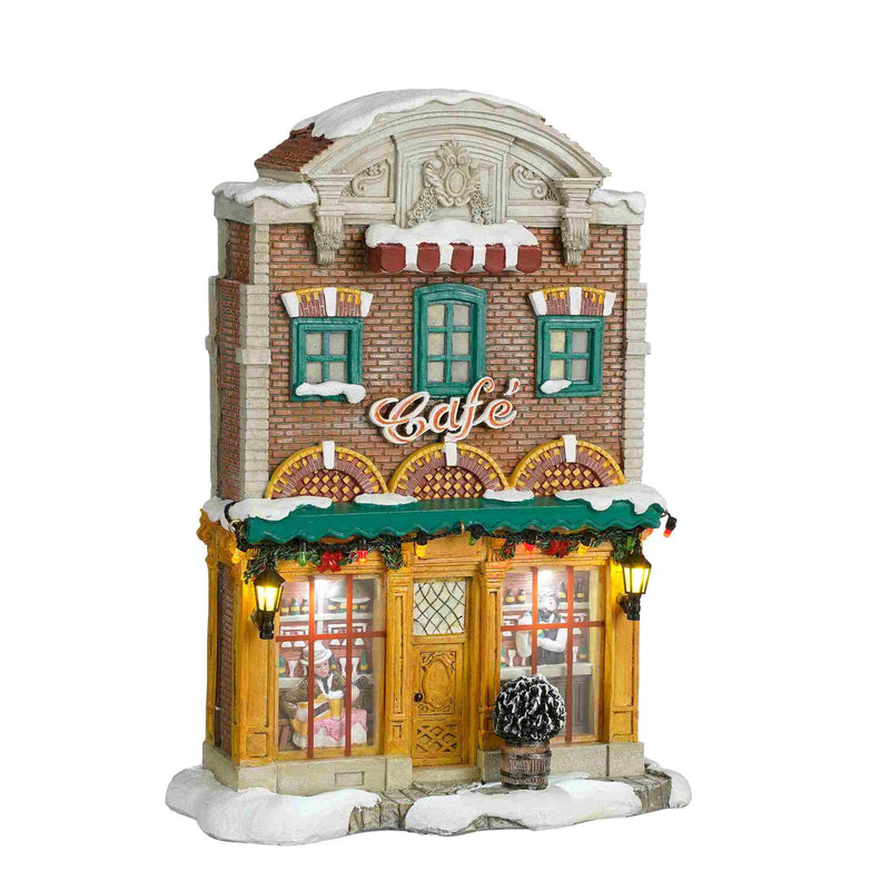 Luville Kerstdorp Café - 19.5x9x26 cm - Polyresin - Multi