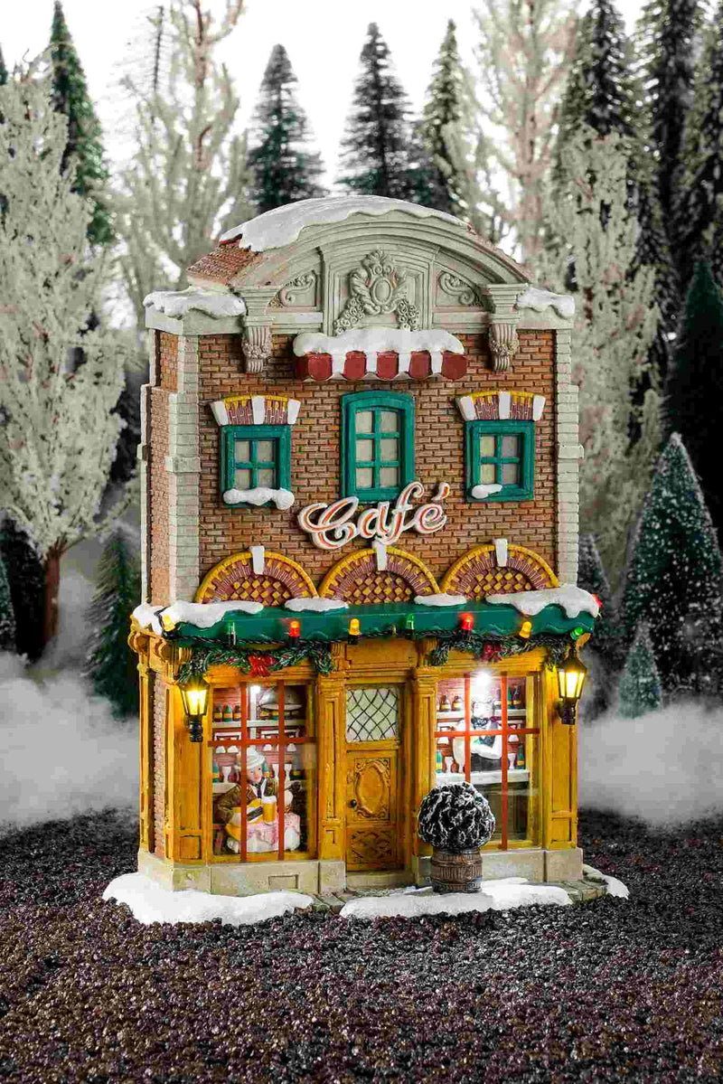 Luville Kerstdorp Café - 19.5x9x26 cm - Polyresin - Multi