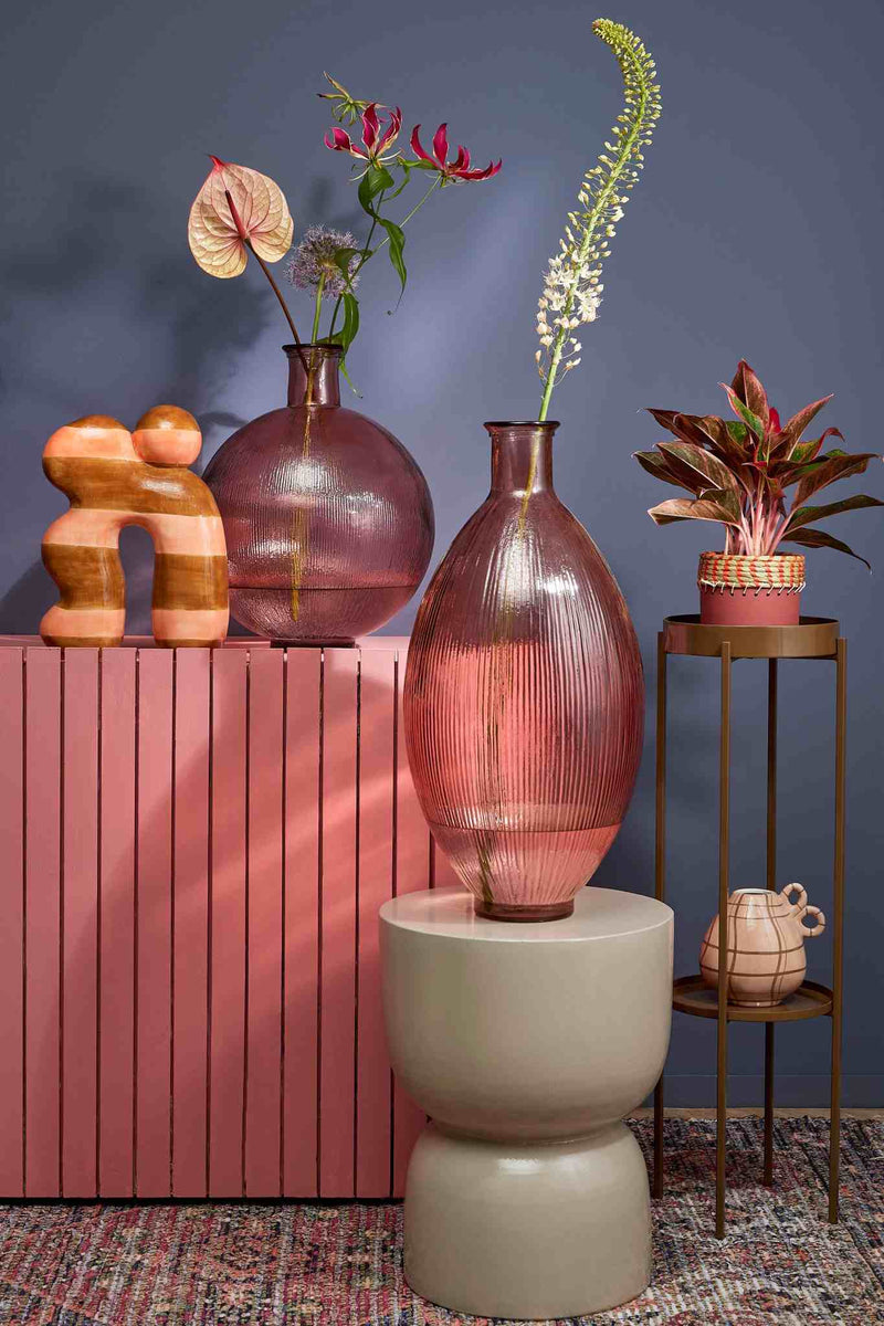 Mica Decorations Vaas Firenza - 29x29x59 cm - Glas - Licht Roze