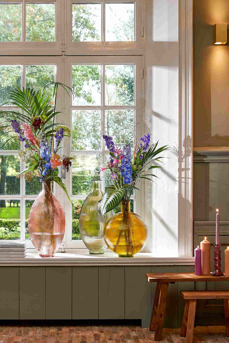 Mica Decorations Vaas Firenza - 29x29x59 cm - Glas - Licht Roze