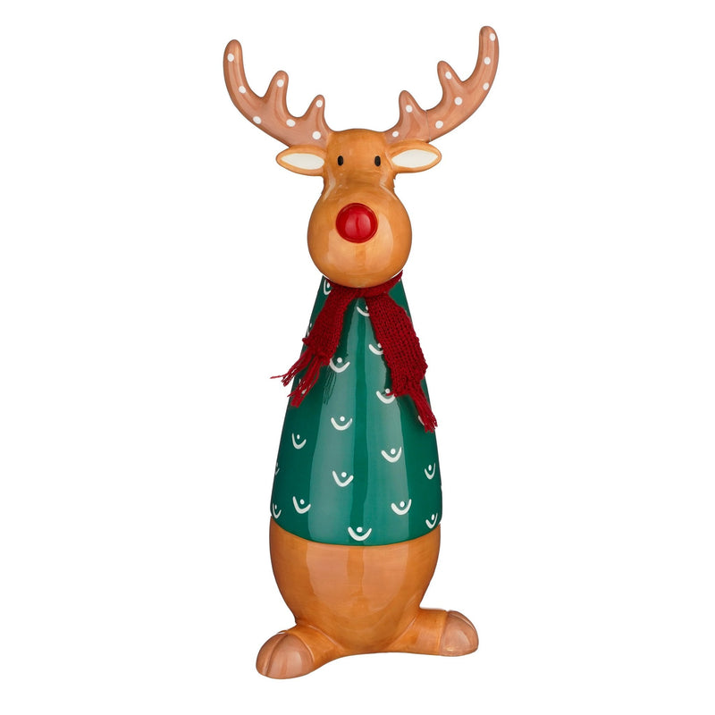 House of Seasons Kerstversiering Eland - 16.5x12x39.5 cm - Keramiek - Groen