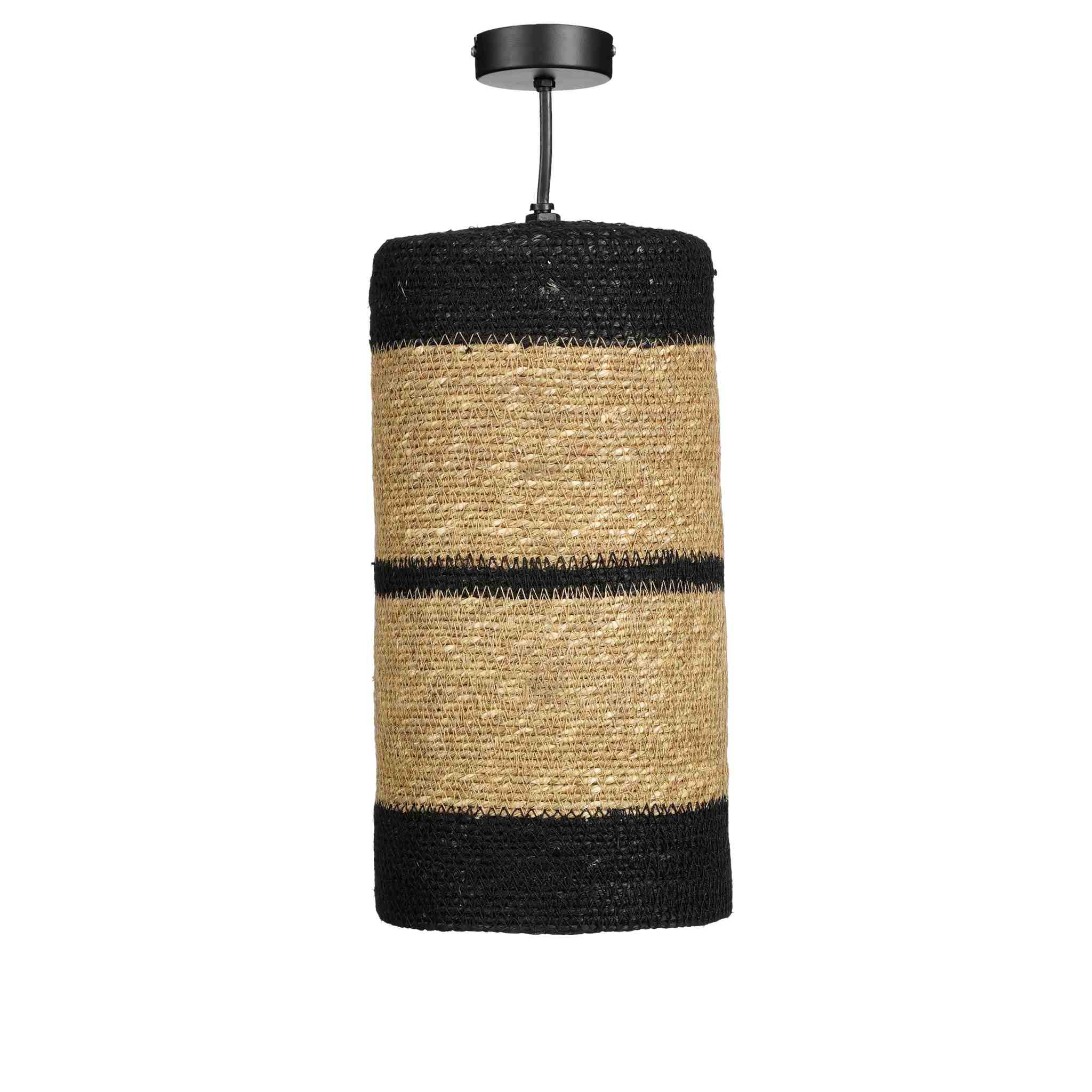 Mica Decorations Hanglamp Jinx - 15x15x30 cm - Jute - Zwart