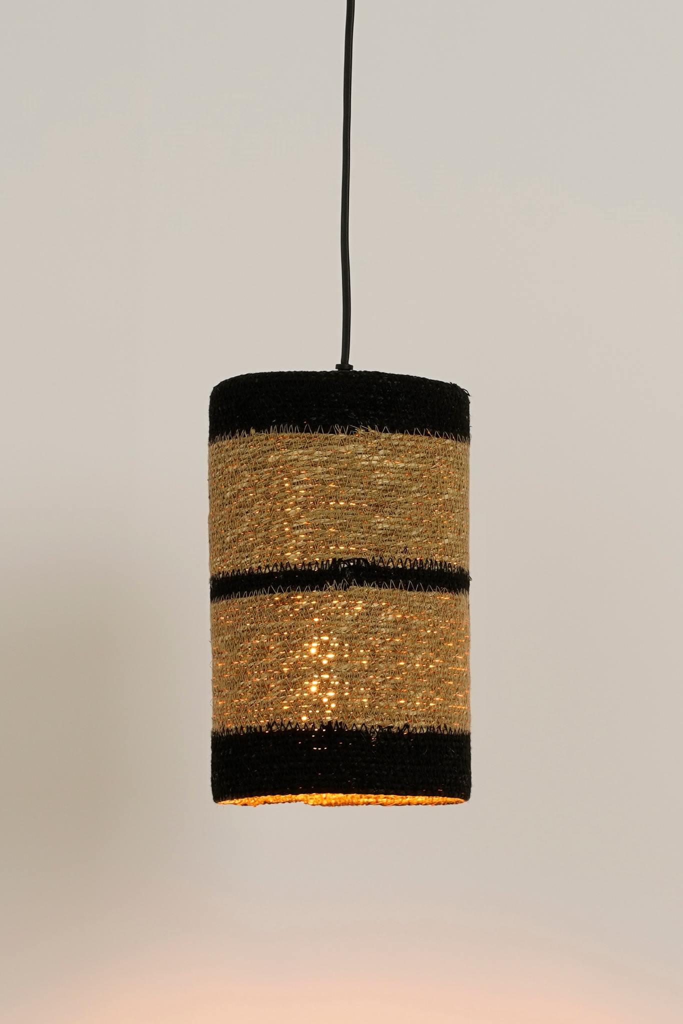 Mica Decorations Hanglamp Jinx - 15x15x30 cm - Jute - Zwart