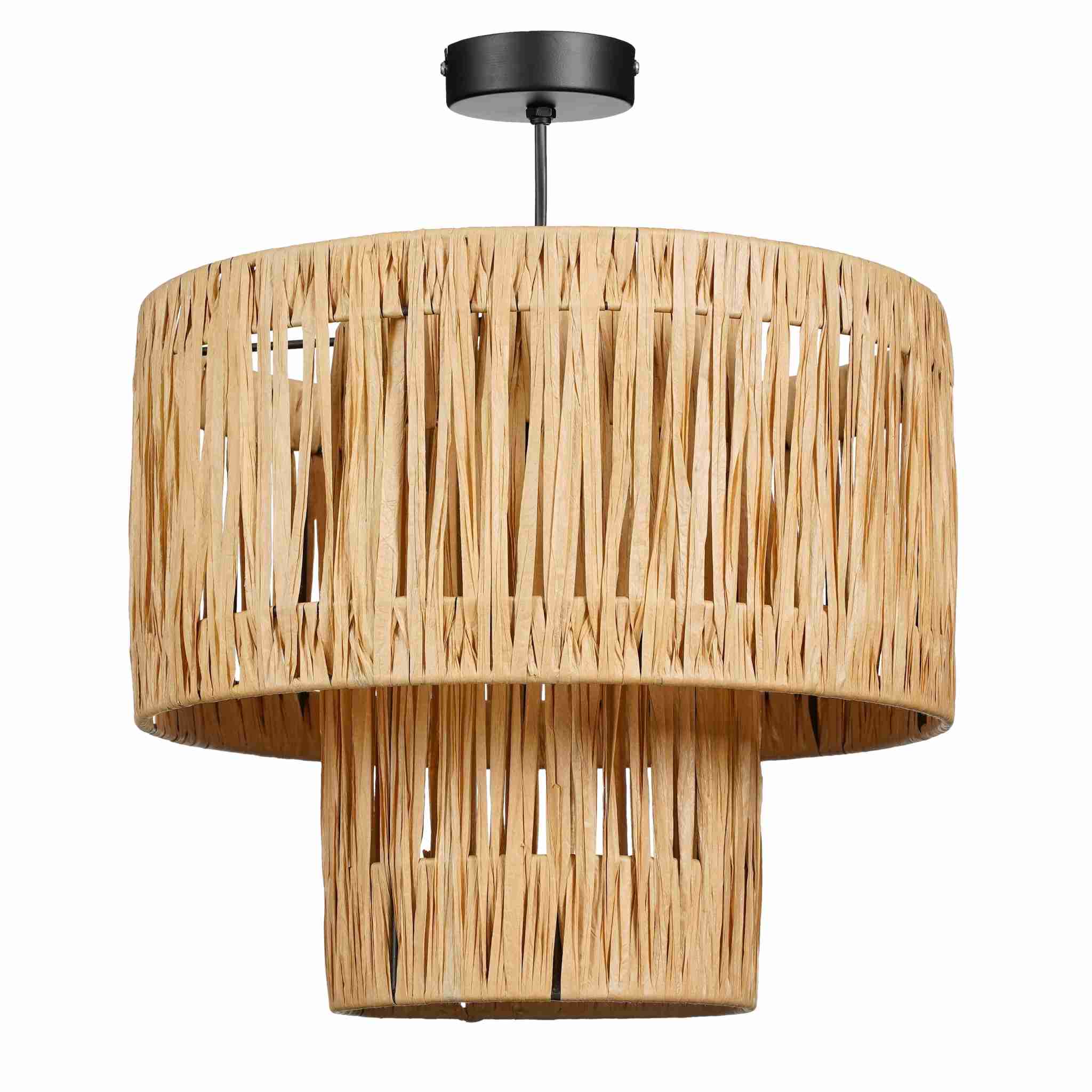 Mica Decorations Hanglamp Elisa - 35x35x30 cm - Raffia - Bruin