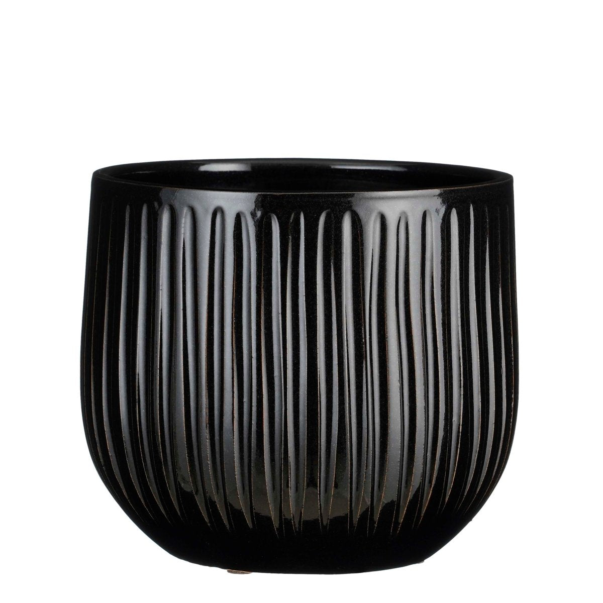 Mica Decorations Bloempot Pablo - 25x25x20 cm - Keramiek - Zwart