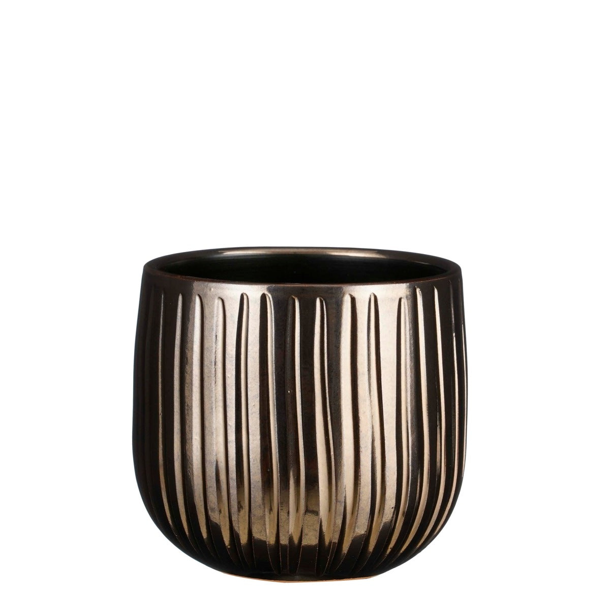 Mica Decorations Bloempot Pablo - 18x18x16 cm - Keramiek - Bronze