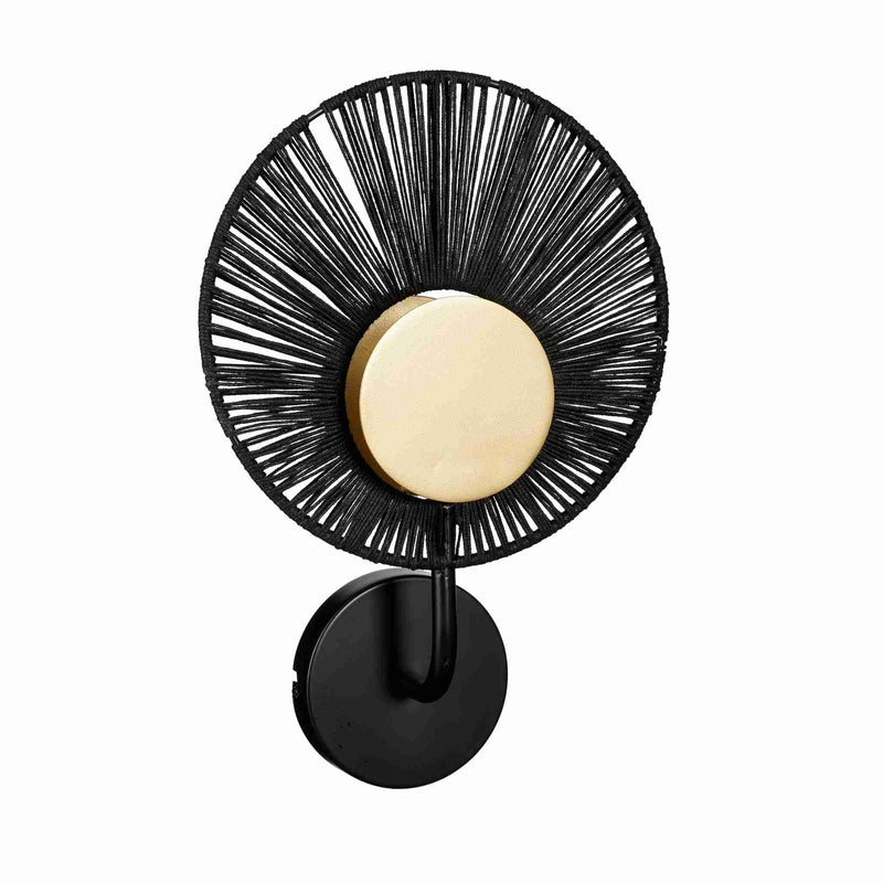 Mica Decorations Wandlamp Helge - 26x12x39 cm - Jute - Zwart