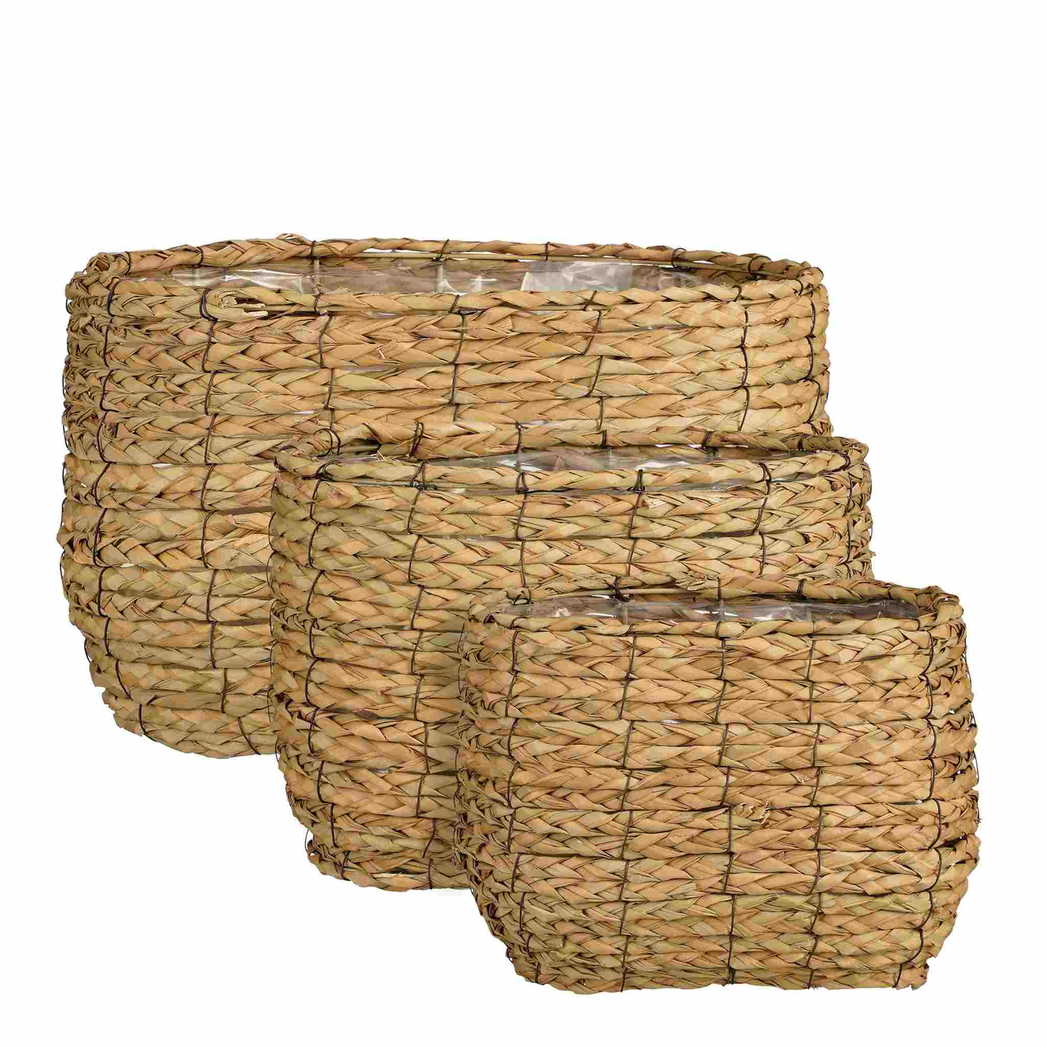 Mica Decorations Mand Dano - 39x27x25 cm - Zeegras - Bruin - Set van 3