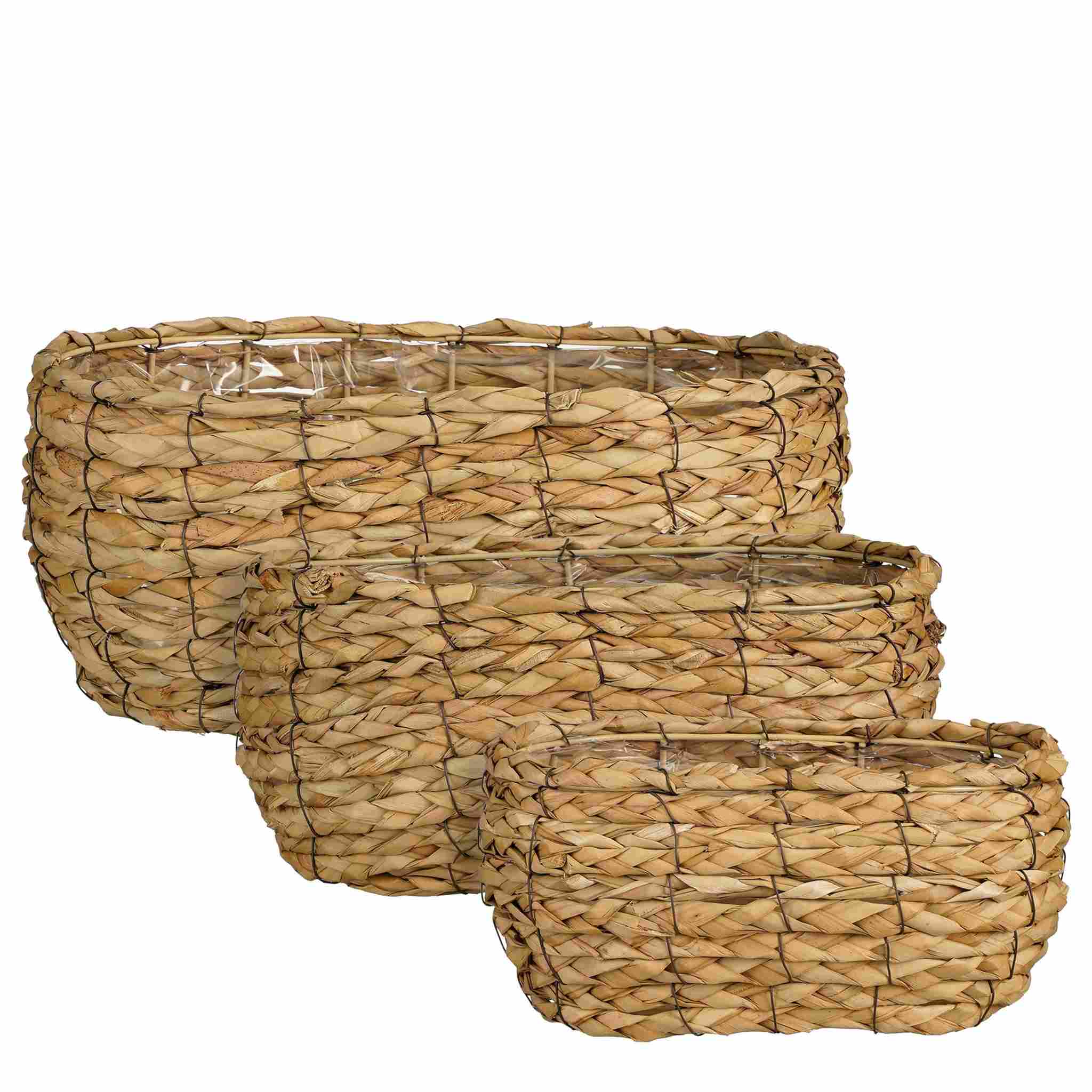 Mica Decorations Mand Dano - 39x27x17 cm - Zeegras - Bruin- Set van 3