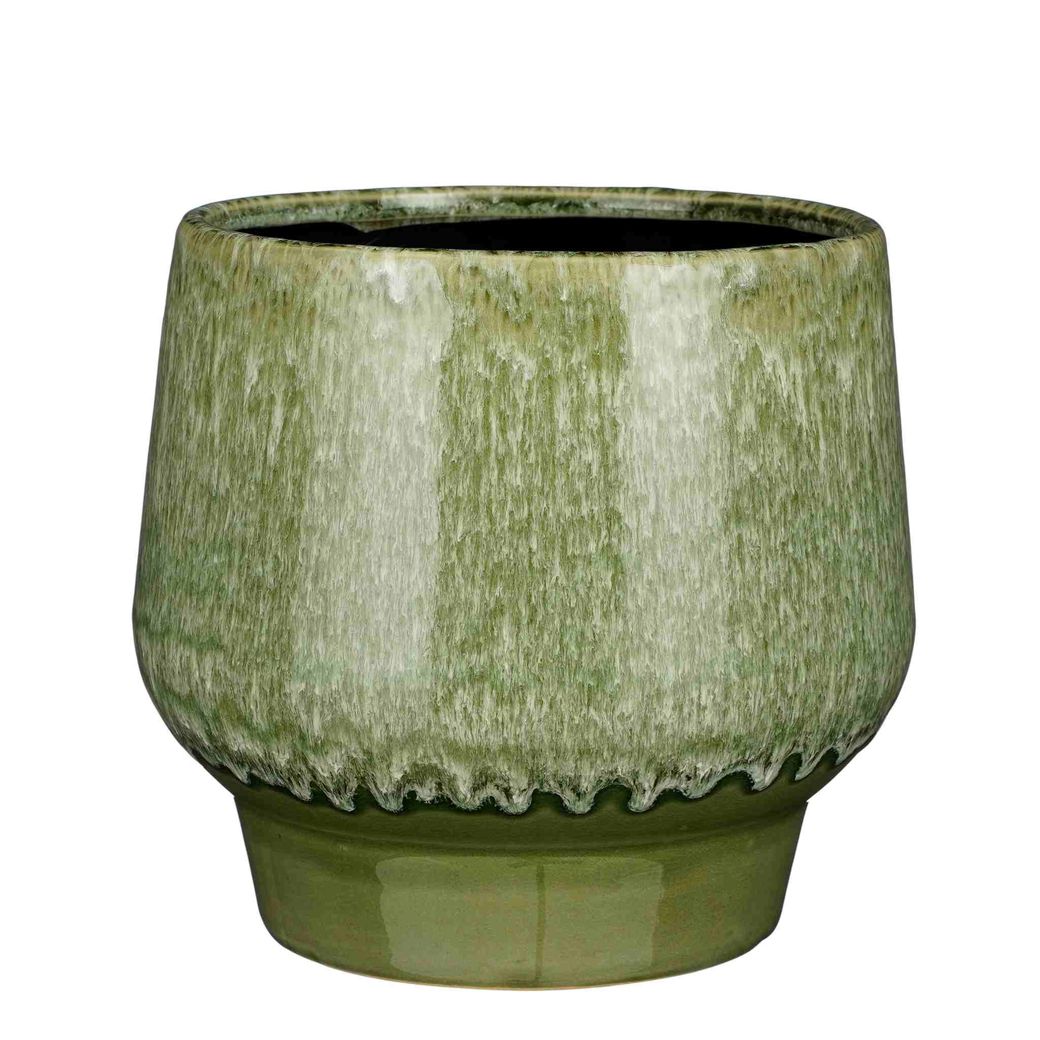 Mica Decorations Bloempot Monta - 22x22x20 cm - Steen - Donkergroen