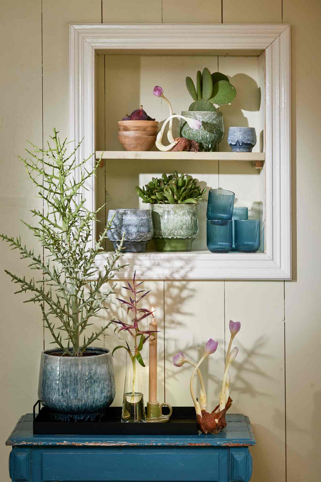 Mica Decorations Bloempot Monta - 22x22x20 cm - Steen - Donkergroen