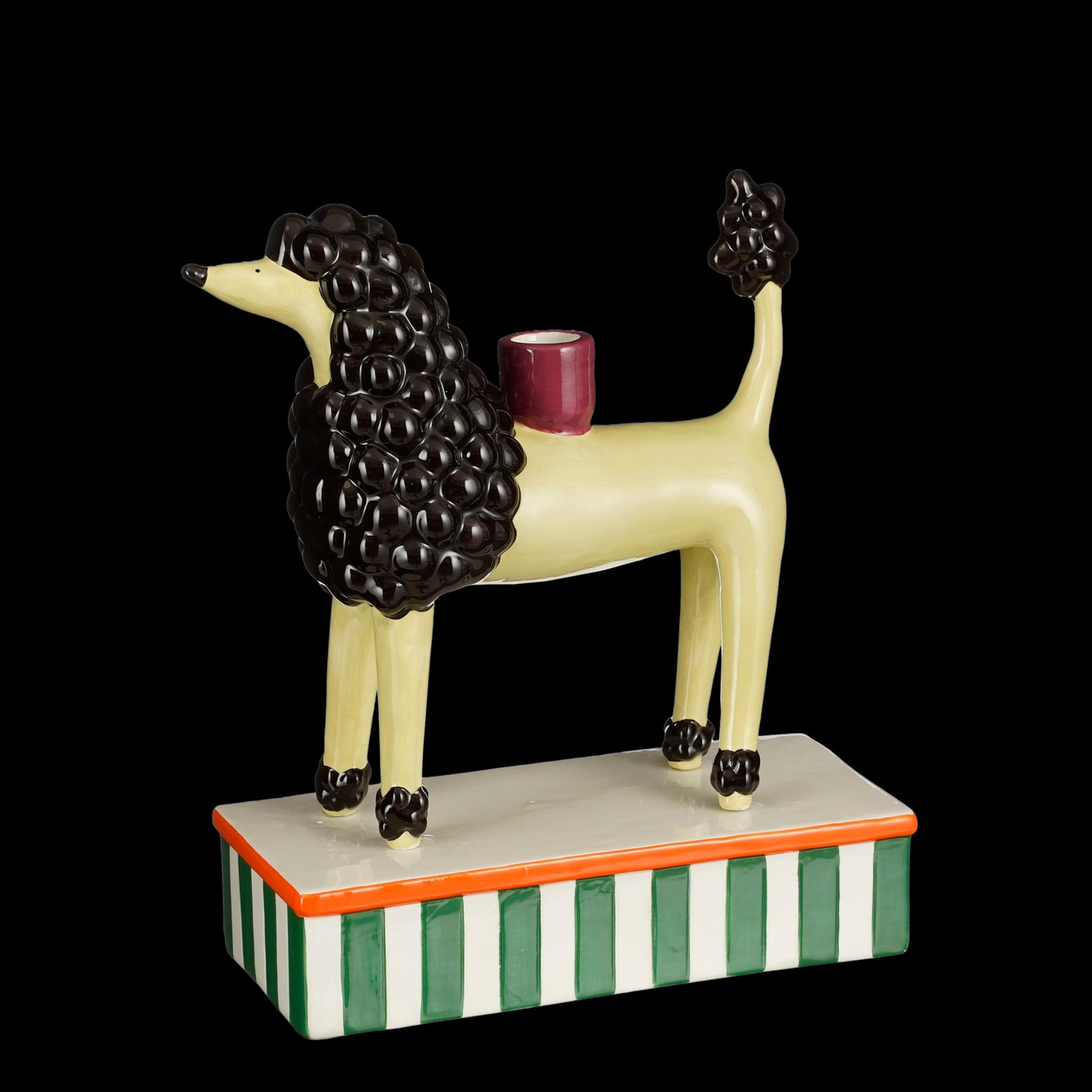 Mica Decorations Kandelaar Hond - 23x10x28 cm - Keramiek - Lichtgeel
