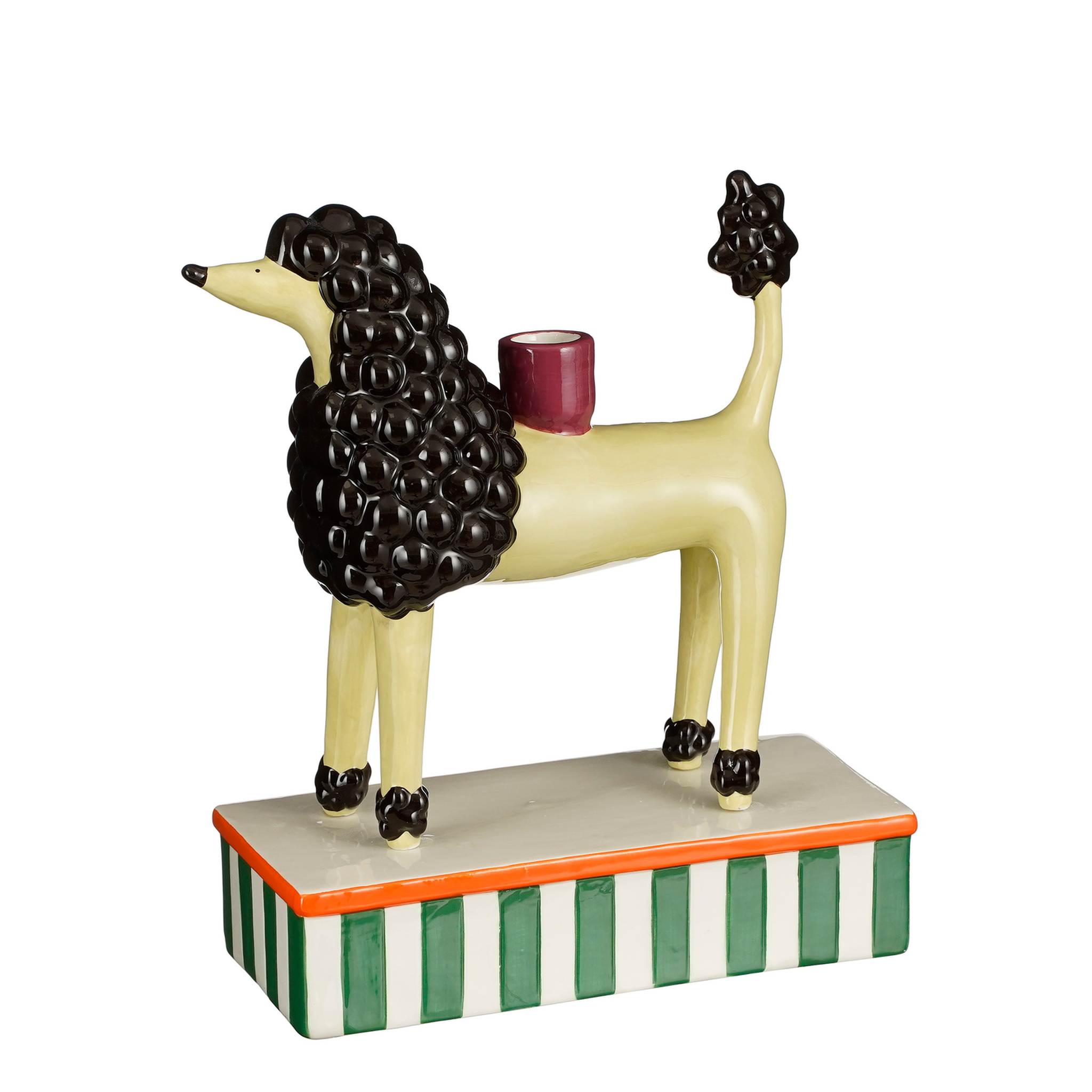 Mica Decorations Kandelaar Hond - 23x10x28 cm - Keramiek - Lichtgeel