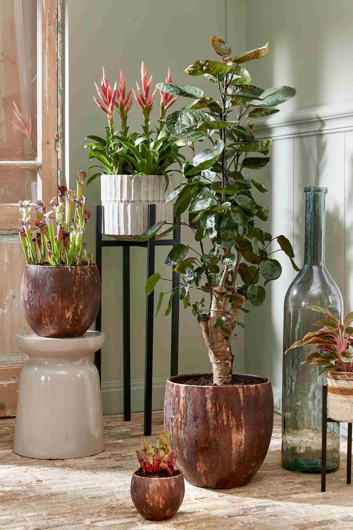 Mica Decorations Bloempot Apiro - 31x31x27 cm - Cement - Gebroken Wit