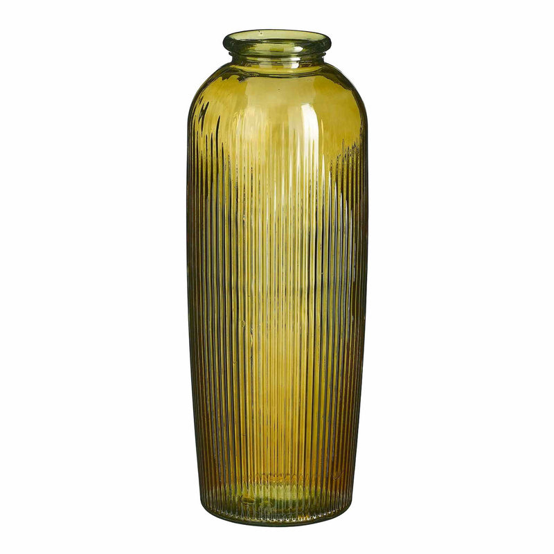 Mica Decorations Vaas Esmeralda - 30x30x70 cm - Gerecycled glas  - Oker