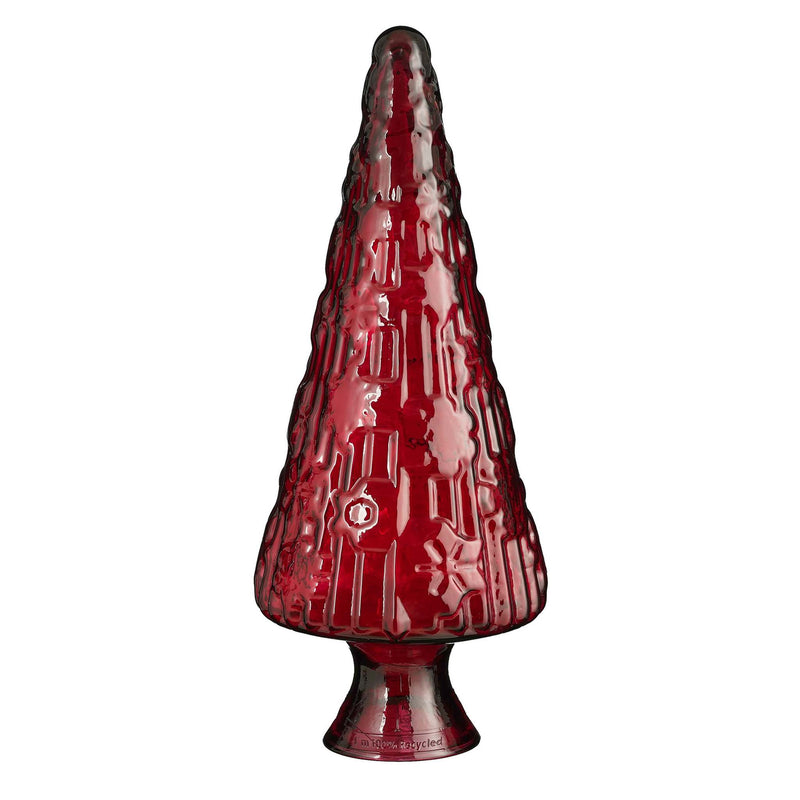 Mica Decorations Deco Object Tree - 32x32x85 cm - Gerecycled glas  - Rood