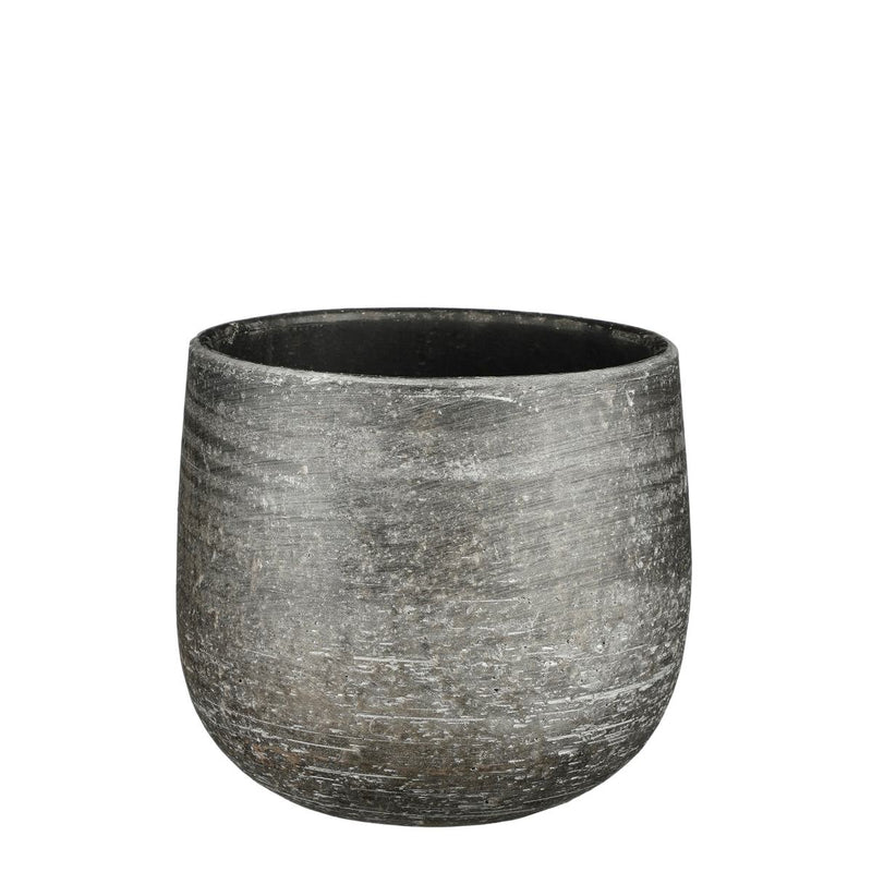 Mica Decorations Marcus Bloempot - 18x18x16 cm - Keramiek - Antraciet