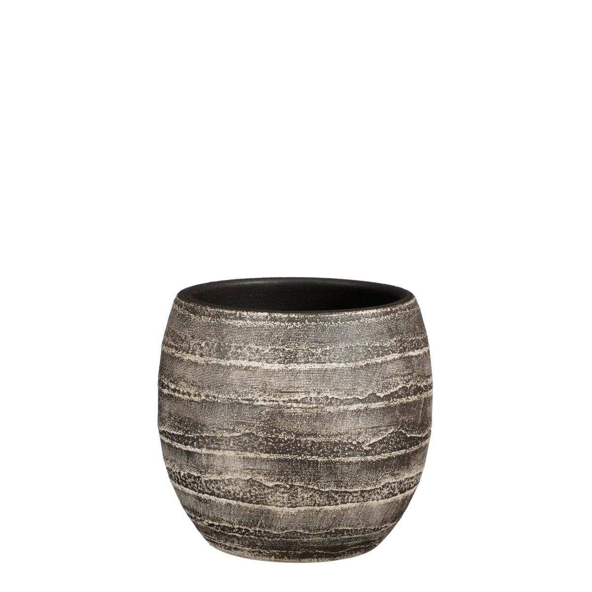 Mica Decorations Alentejo Bloempot - 20x20x19 cm - Terracotta - Zwart