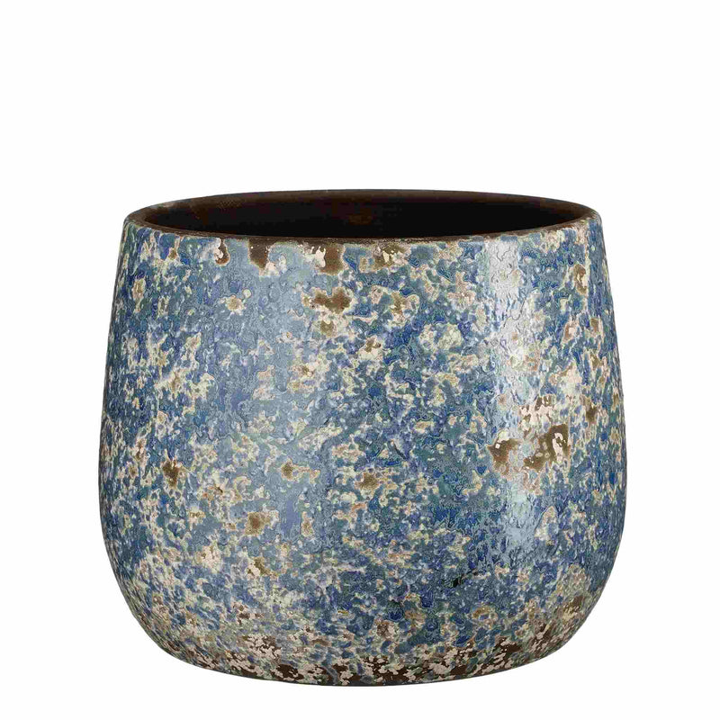 Mica Decorations Bloempot Antica - 32x32x25 cm - Terracotta - Blauw