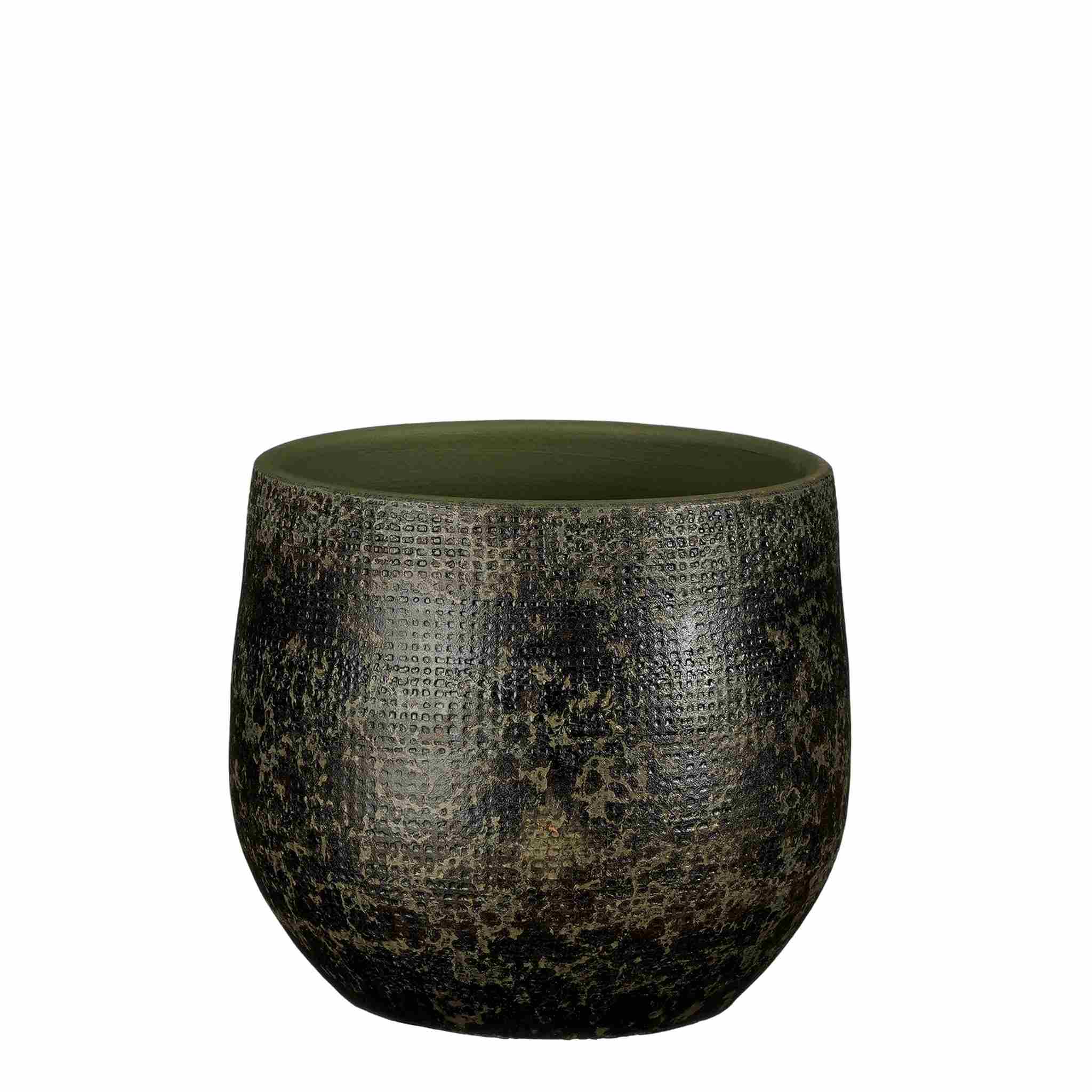 Mica Decorations Bloempot Enrique - 19x19x17 cm - Terracotta - Groen