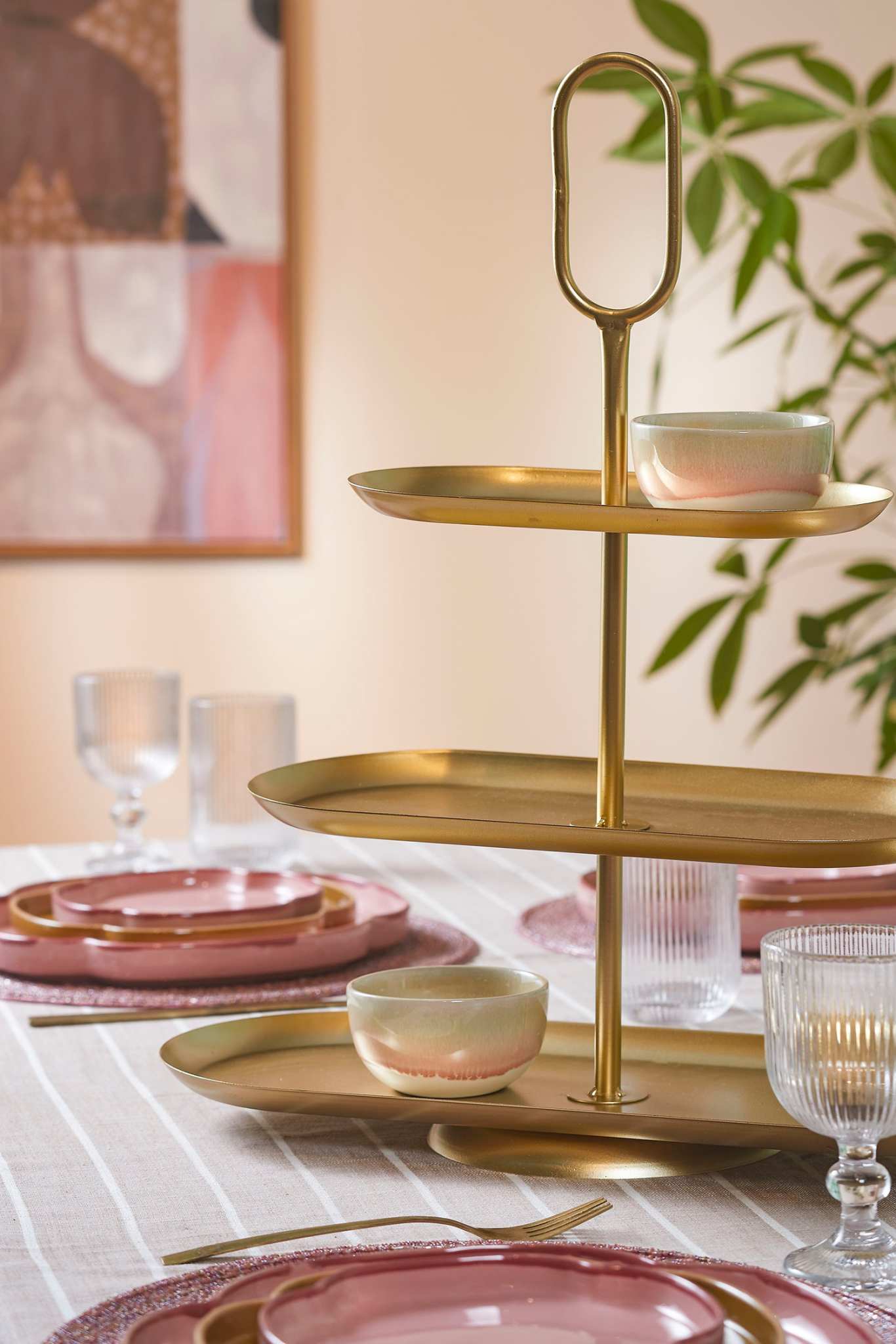 Mica Decorations Etagere Rama - 48x20x55 cm - Ijzer - Goud