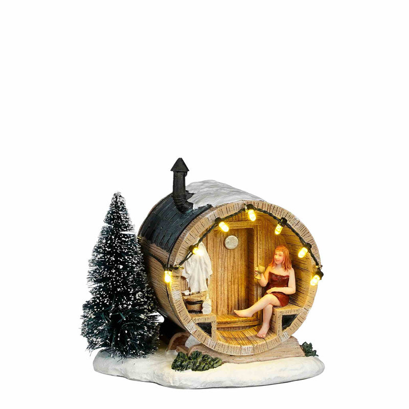 Luville Kerstdorp Barrelsauna - 11.5x10x12 cm - Polyresin - Multi