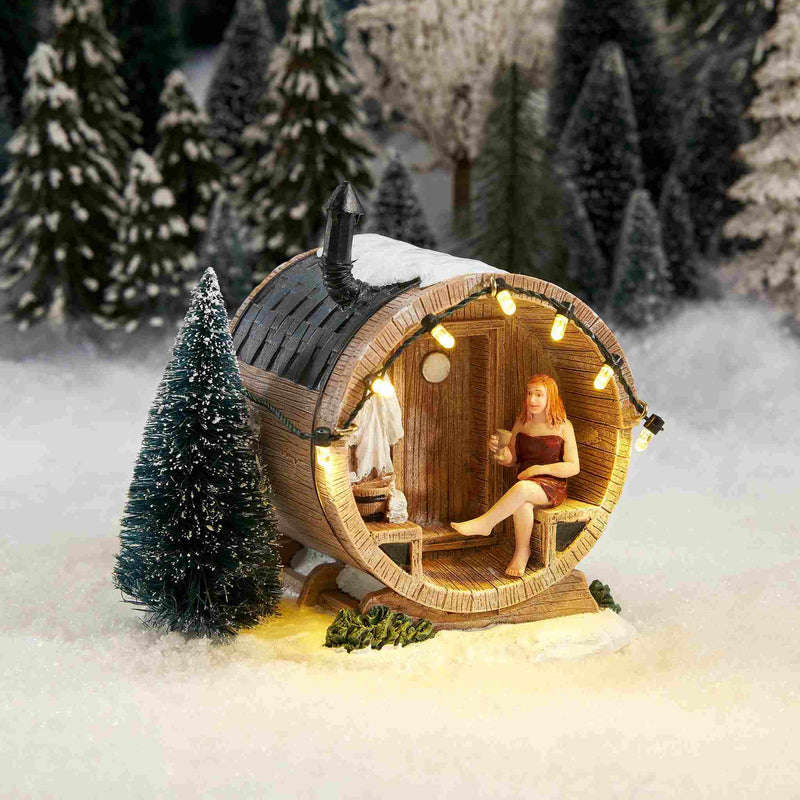 Luville Kerstdorp Barrelsauna - 11.5x10x12 cm - Polyresin - Multi