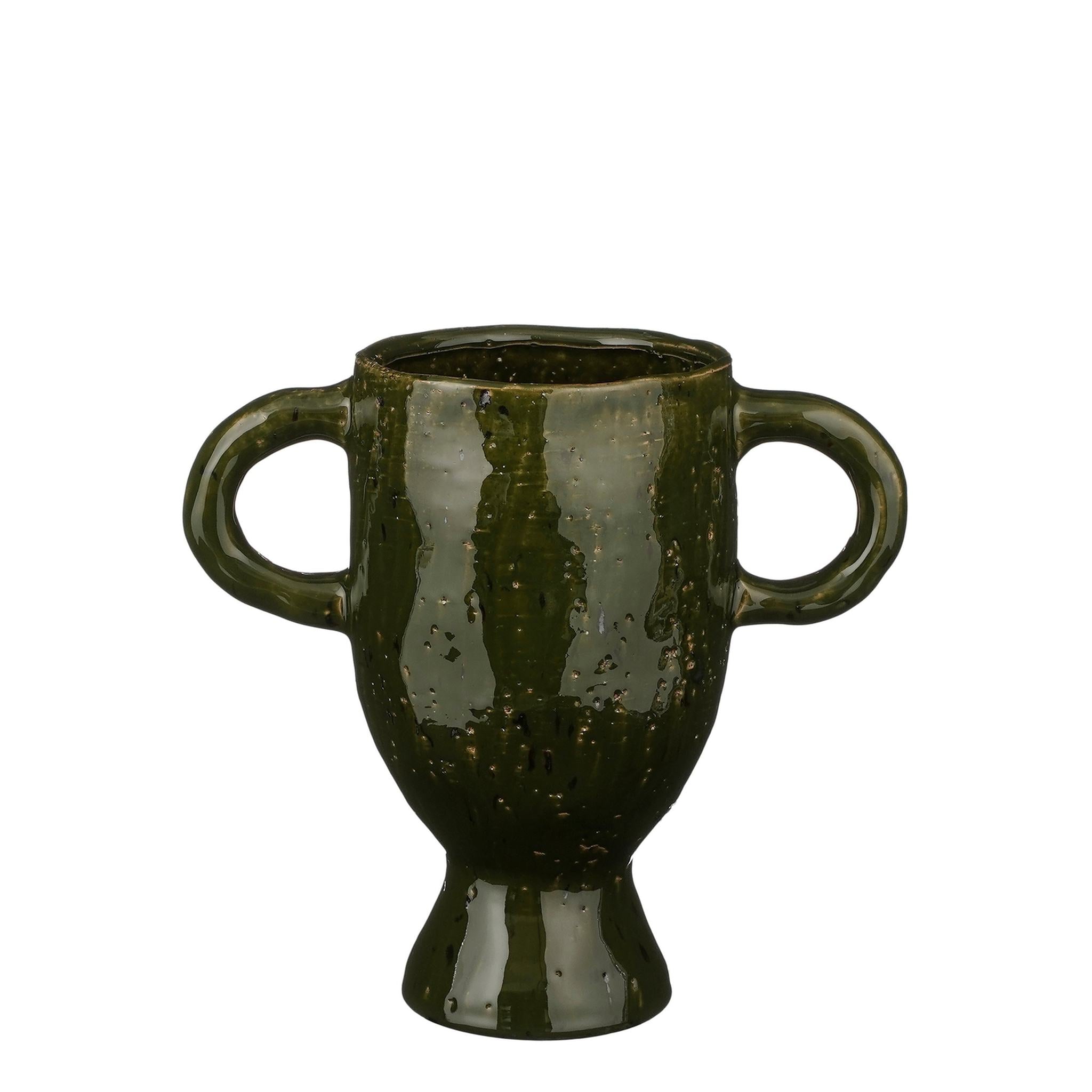 Mica Decorations Bloempot Elena - 25x13x23 cm - Keramiek - Groen