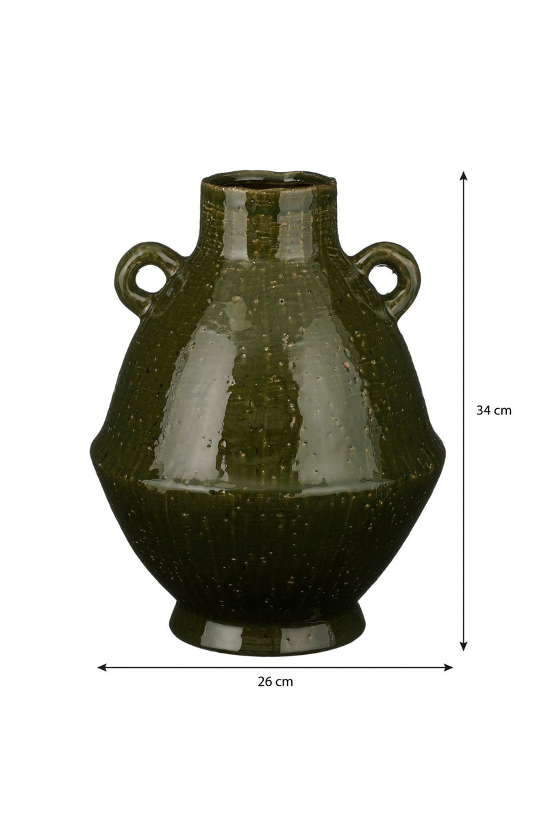 Mica Decorations Vaas Elena - 26x26x34 cm - Keramiek - Groen