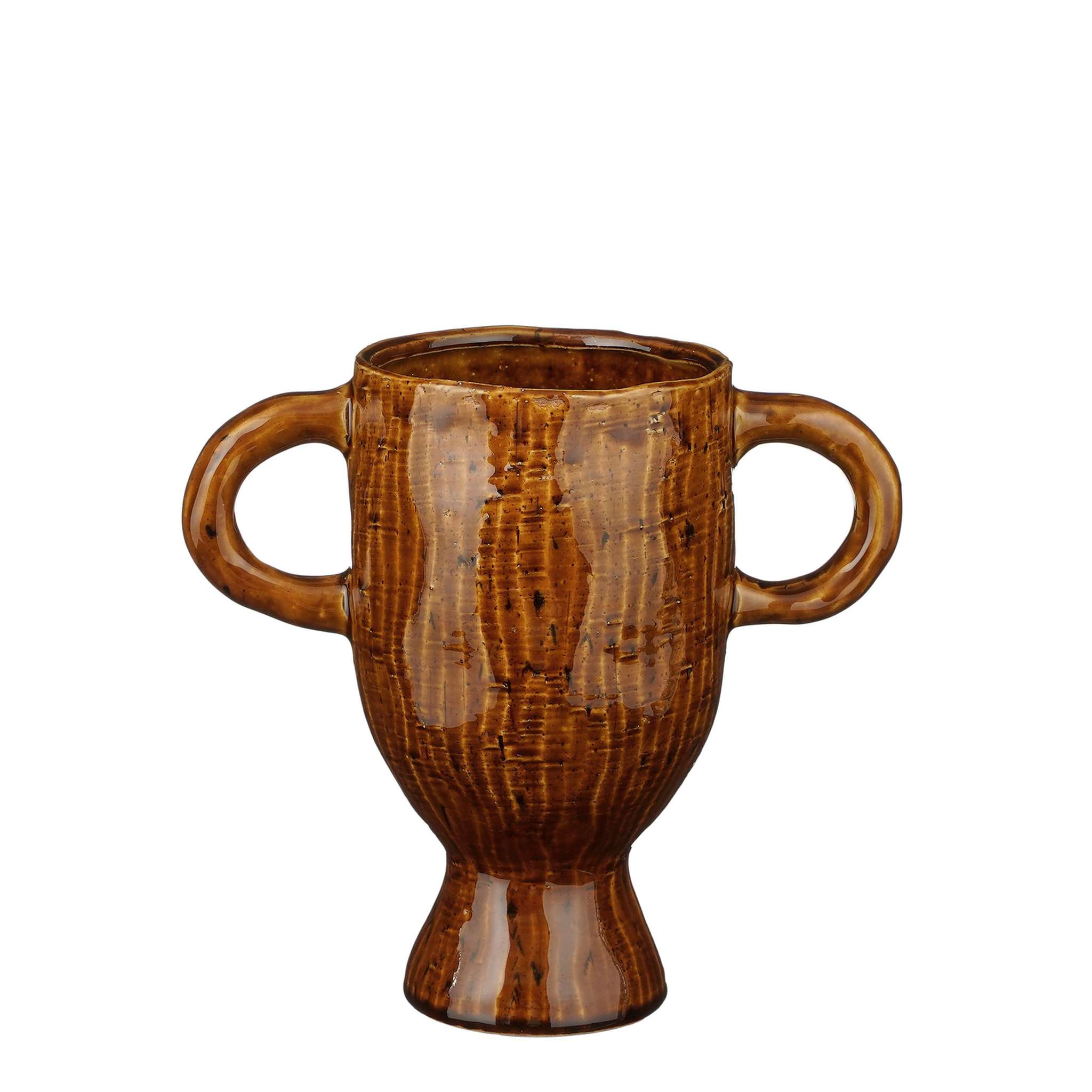 Mica Decorations Bloempot Elena - 25x13x23 cm - Keramiek - Bruin