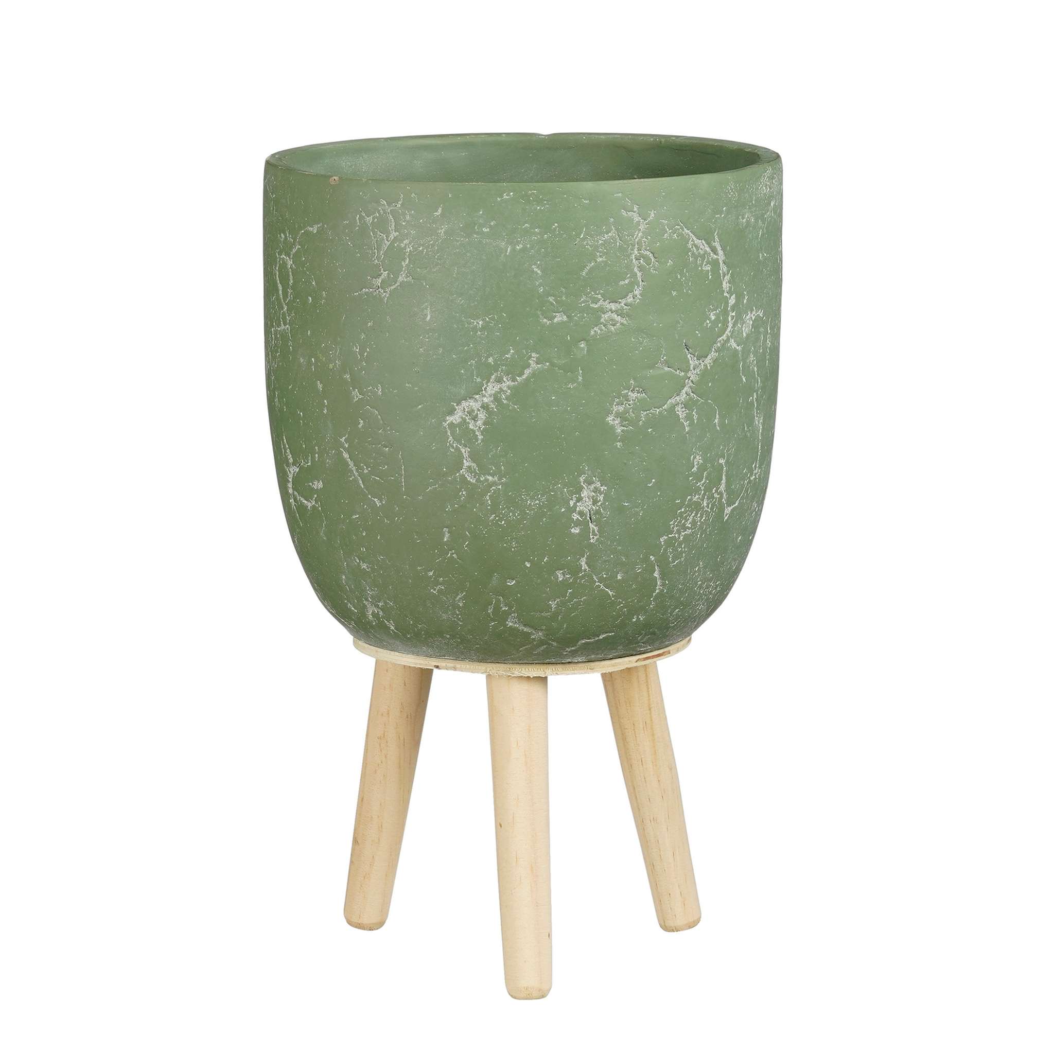 Mica Decorations Bloempot Jimmy - 21x21x33.5 cm - cement - Licht Groen