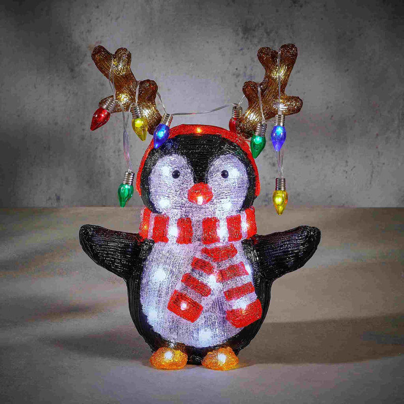 Luca Lighting Kerstverlichting Penguin - 31x21x41 cm - Acryl - Wit