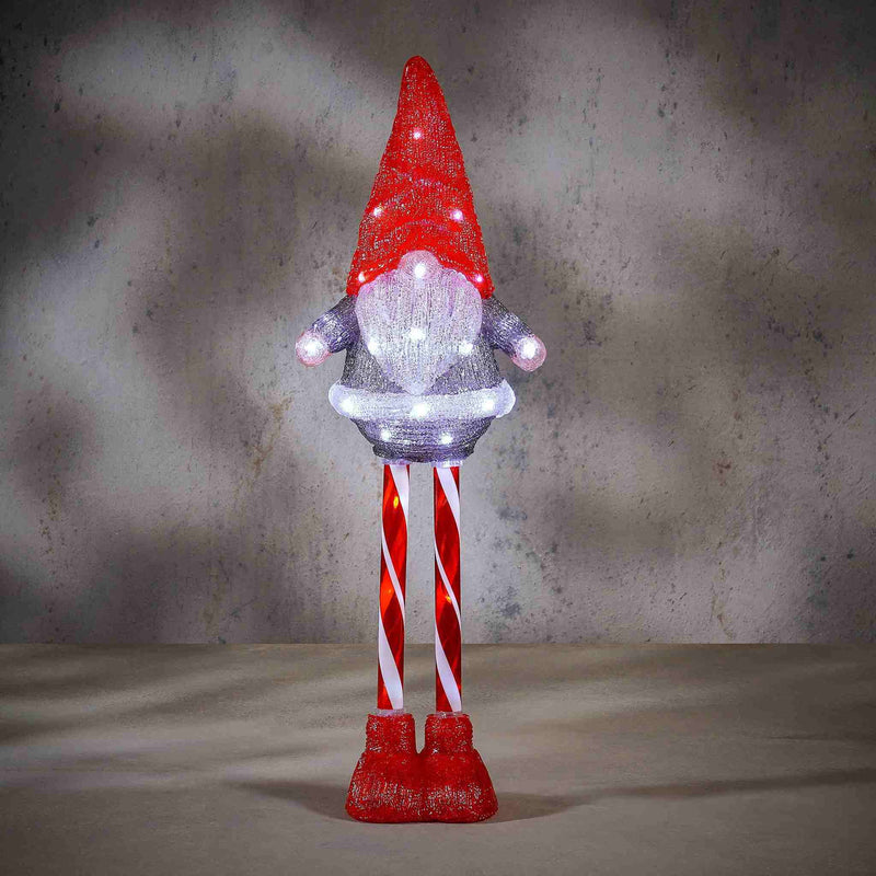 Luca Lighting Kerstverlichting Gnome - 23x16x70 cm - Acryl - Wit,Rood