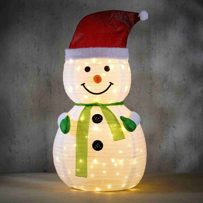 Luca Lighting Kerstverlichting Snowman - 66x66x120 cm - Plantaardige vezel  - Klassiek Wit