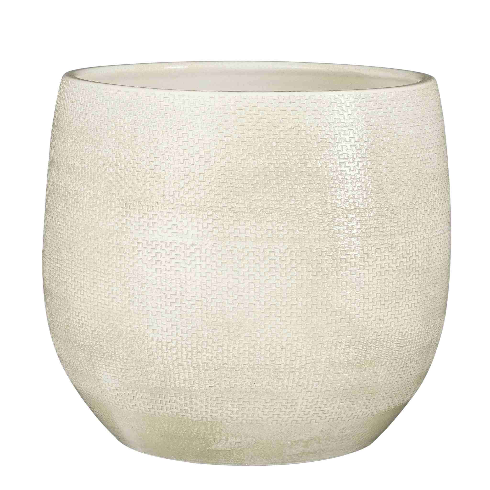 Mica Decorations Bloempot Porto - 28x28x28 cm - Terracotta - Wit