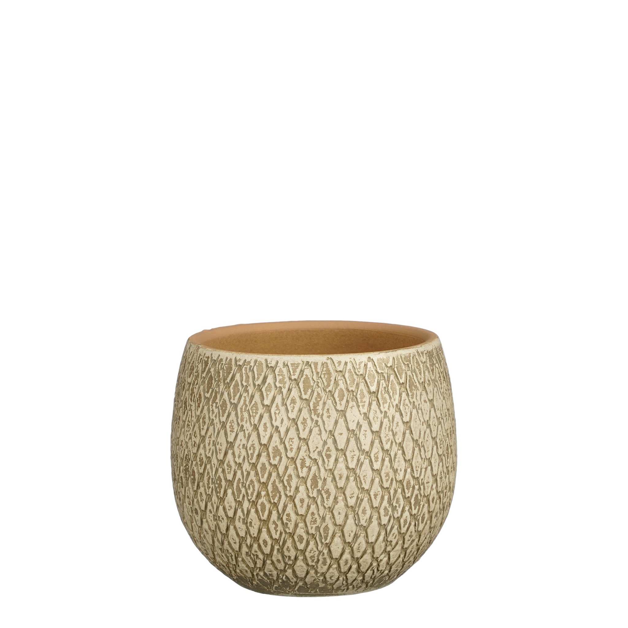 Mica Decorations Bloempot Madeira - 18x18x18 cm - Terracotta - Creme