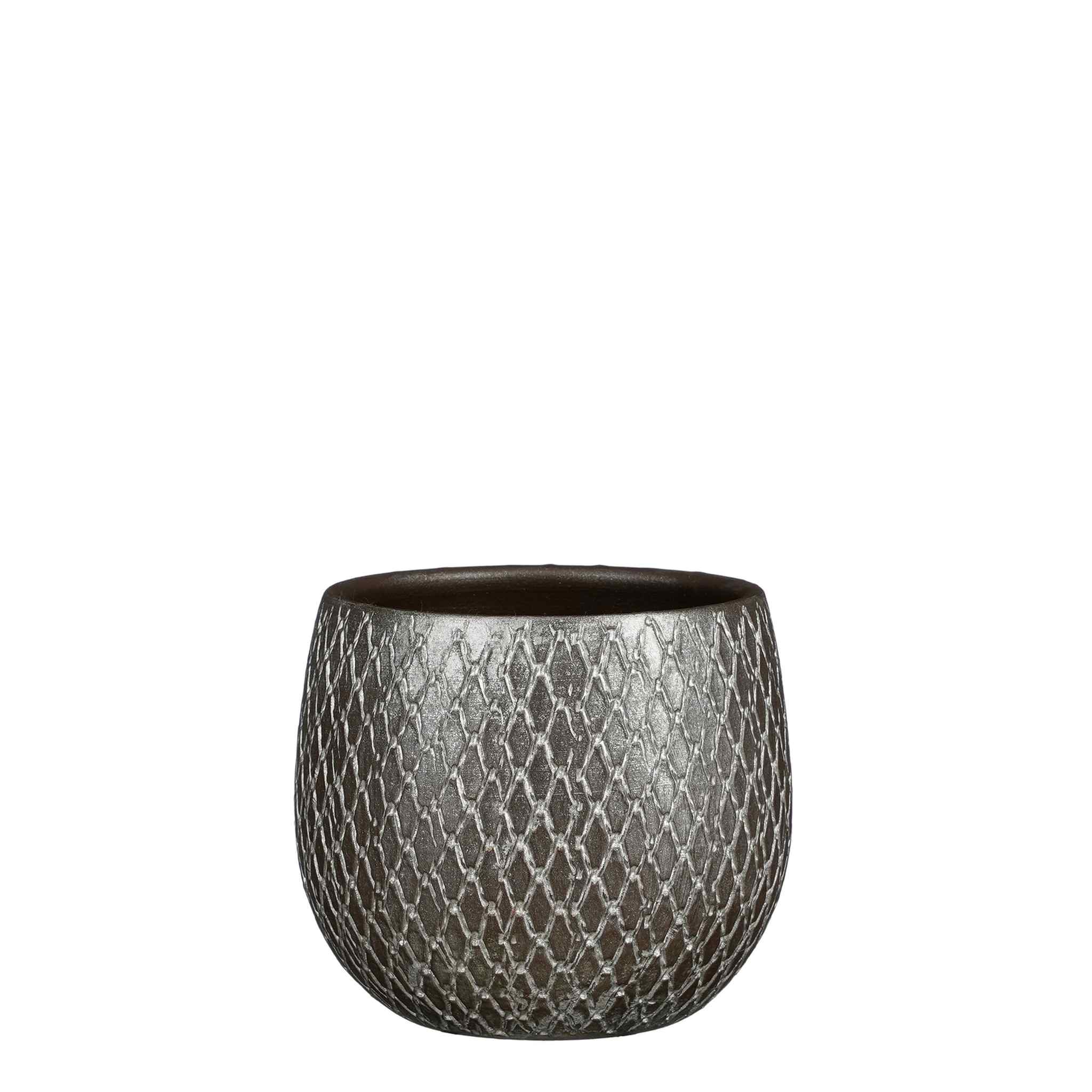 Mica Decorations Bloempot Madeira - 18x18x18 cm - Terracotta - Zilver