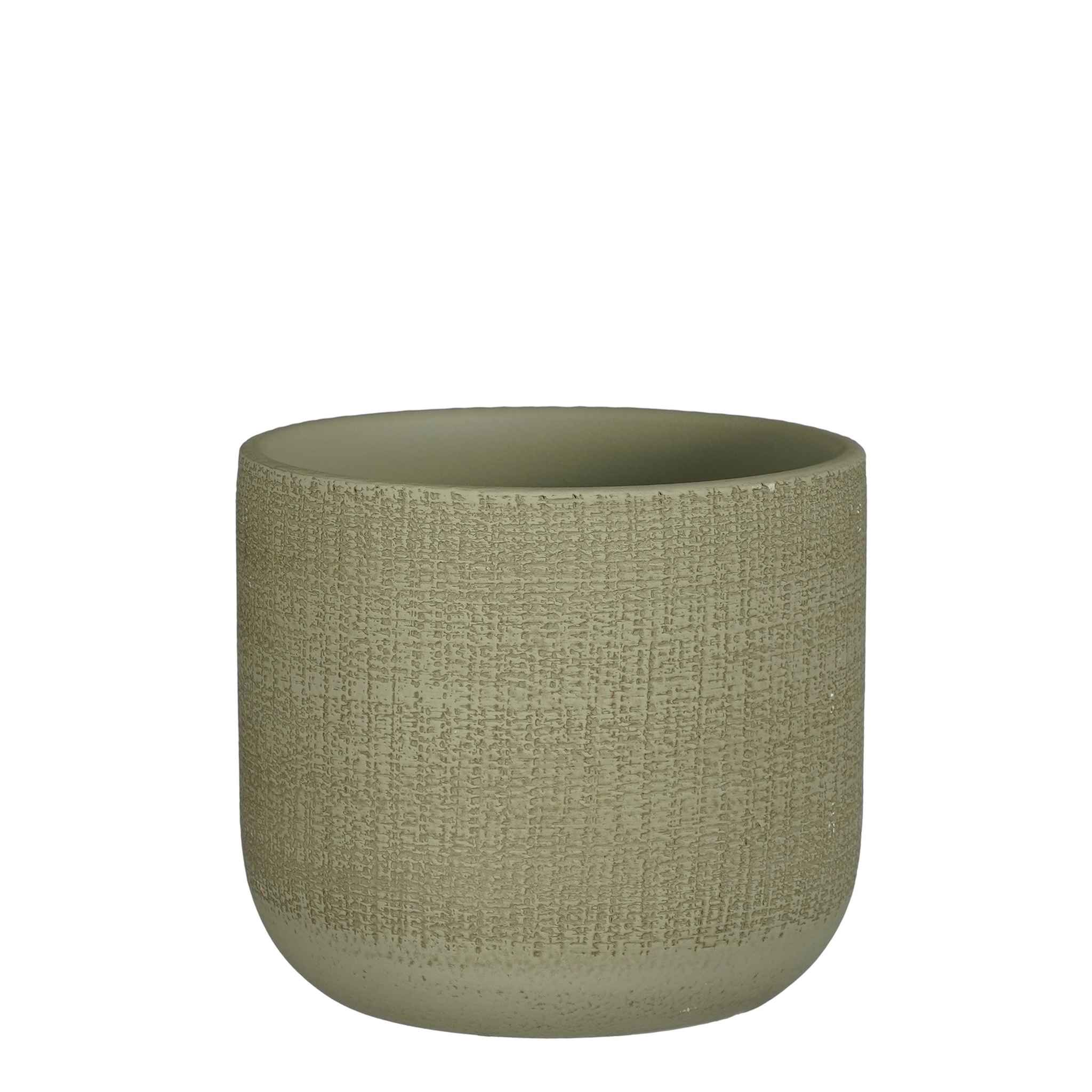 Mica Decorations Bloempot Florian - 18x18x16 cm - Terracotta - Groen