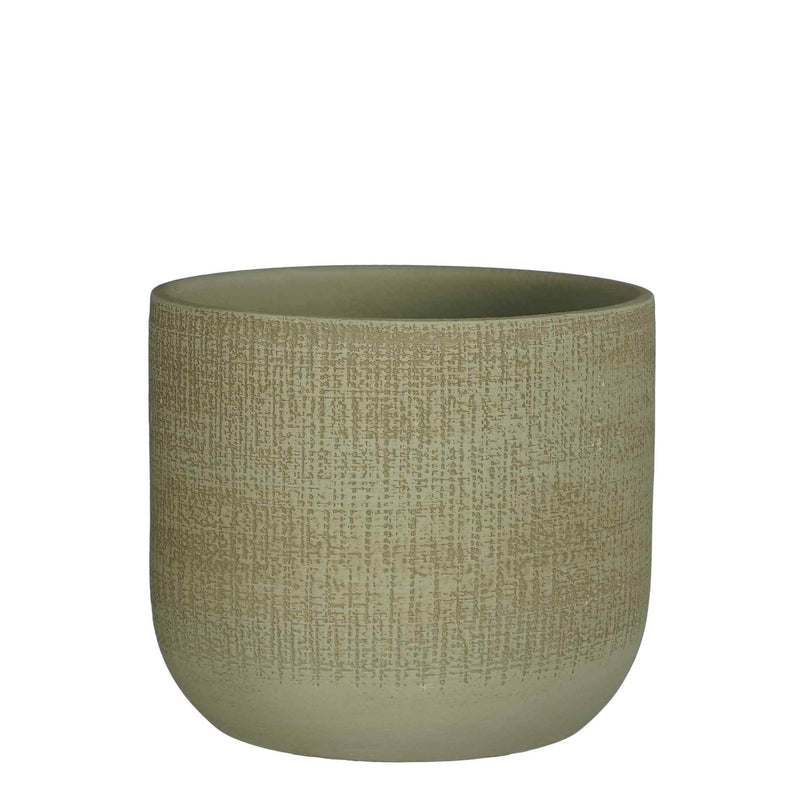 Mica Decorations Bloempot Florian - 20x20x18 cm - Terracotta - Groen