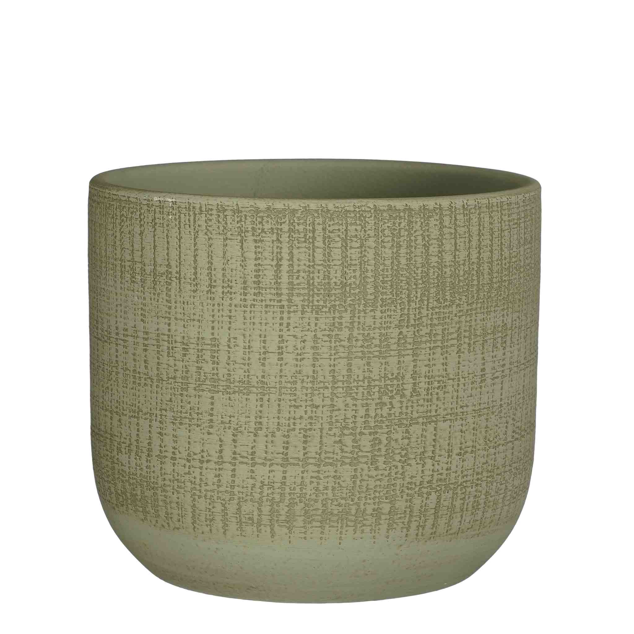 Mica Decorations Bloempot Florian - 22x22x20 cm - Terracotta - Groen