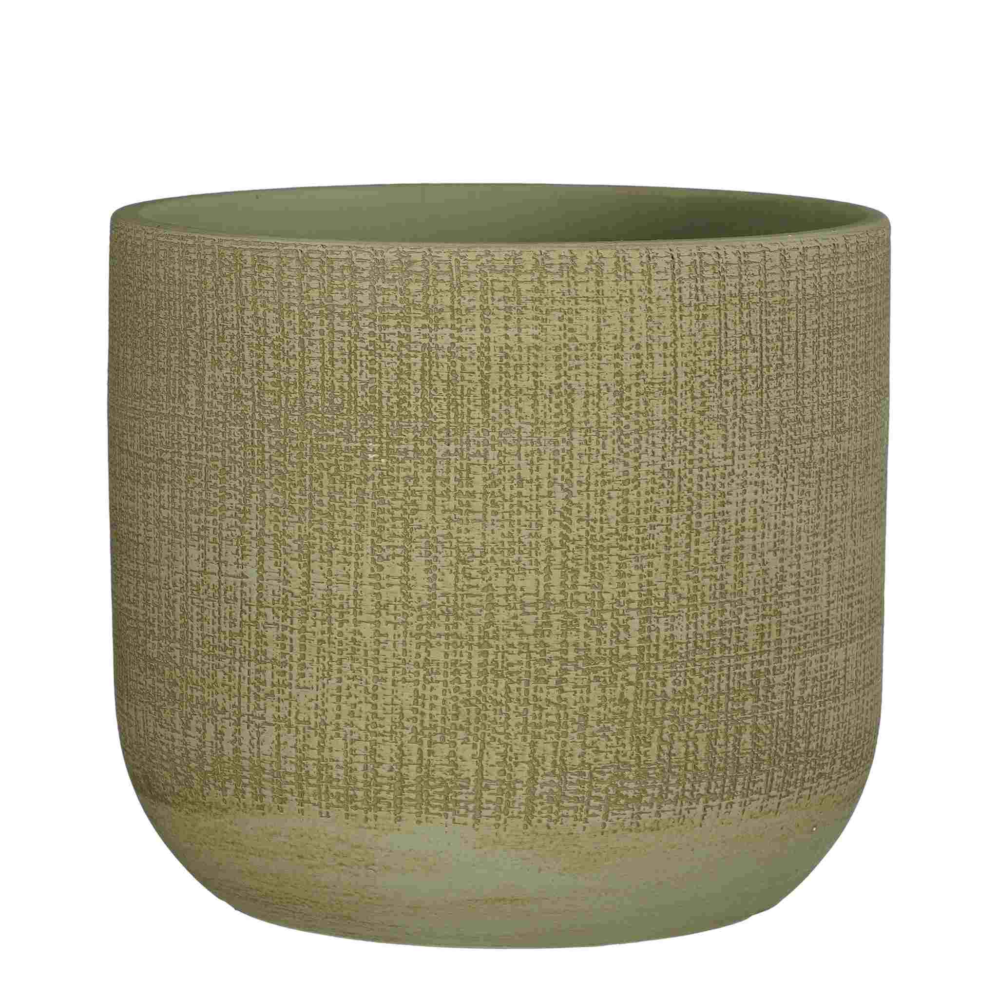 Mica Decorations Bloempot Florian - 24x24x22 cm - Terracotta - Groen