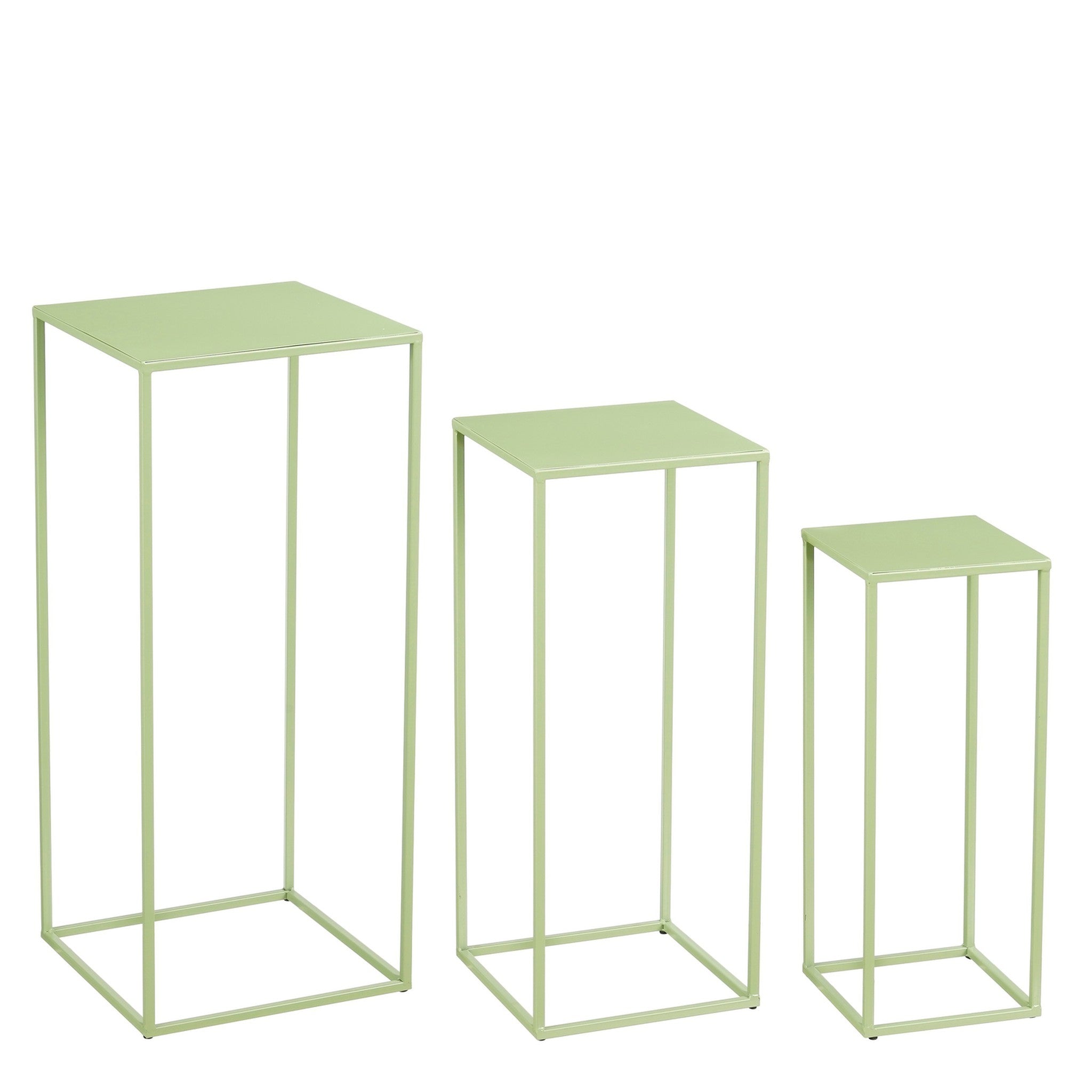 Mica Decorations Bijzettafel Quinty - 30x30x70 cm - Ijzer - Licht Groen - Set van 3
